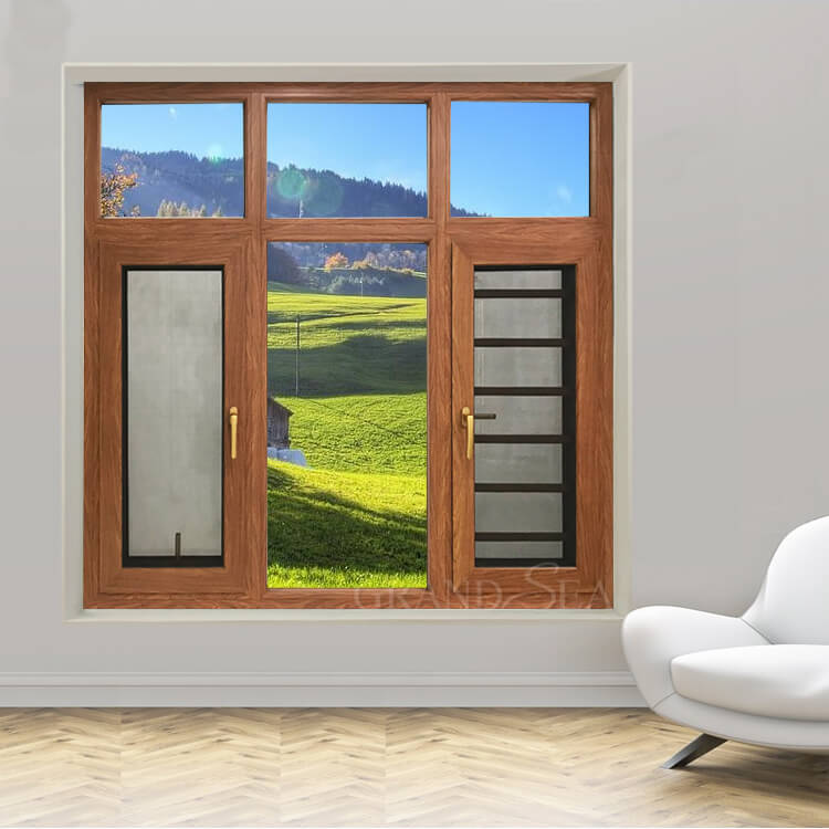 wooden grain casement windows