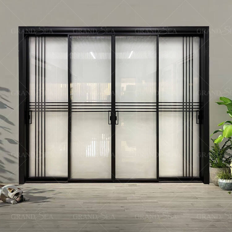 black aluminum glass sliding door