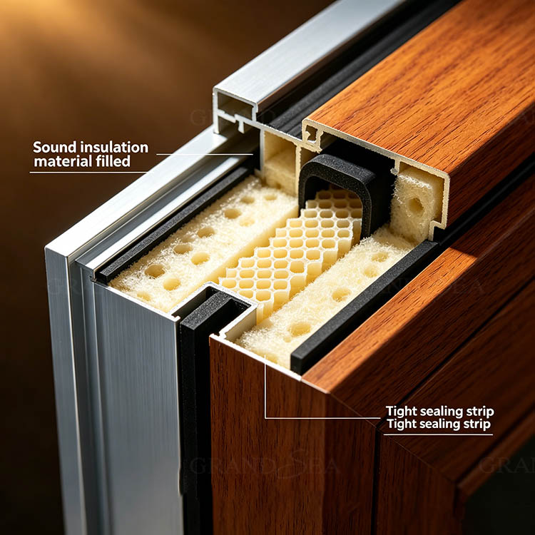 Modern aluminum-wood interior doors