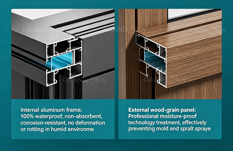 Aluminum frame wood doors