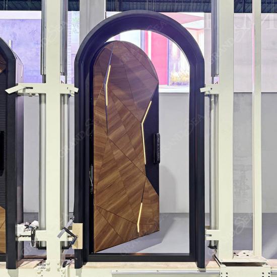 arched carved wood doors