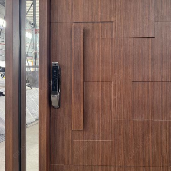 wood and glass pivot door