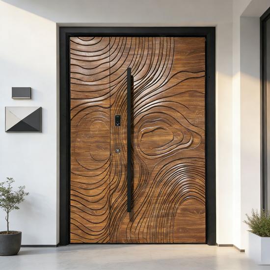 porta pivotante de madeira maciça