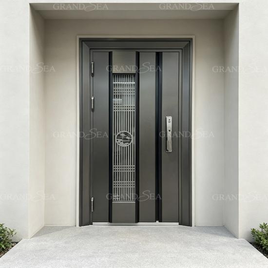 porta exterior minimalista de aço inoxidável